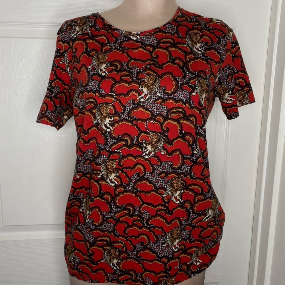 Sandro Paris Tiger Print Graphic Top Sz XS - Picture 4 of 11